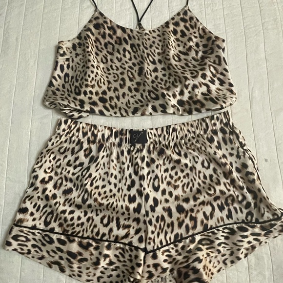 Victoria's Secret Other - Victoria's Secret Animal Print Satin Cami Shorts Sleep set Size Large